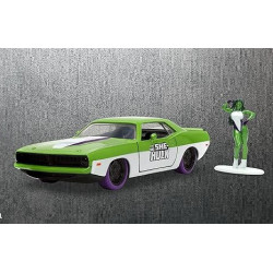 Hollywood Rides - She-Hulk & 1973 Plymouth Barracuda 1:32 Die Cast
