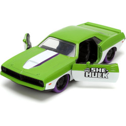 Hollywood Rides - She-Hulk & 1973 Plymouth Barracuda 1:32 Die Cast