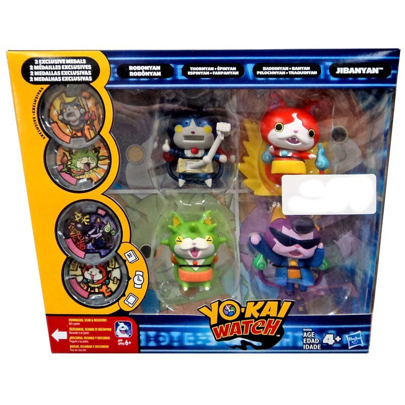 Yo-Kai Watch Faces of Jibanyan Exclusive Action Figure 4-Pack [2 Exclusive Metals]