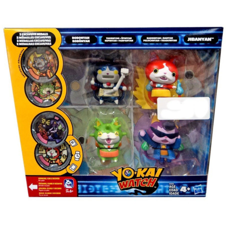 Yo-Kai Watch Faces of Jibanyan Exclusive Action Figure 4-Pack [2 Exclusive Metals]