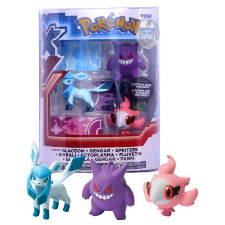 Pokémon XY Series 3: 3 pack Glaceon - Gengar - Spritzee 2 inch Figures