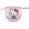 Hello Kitty Tokyo Pink Stripes Ramen Bowl with Chopsticks and Spoon
