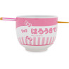 Hello Kitty Tokyo Pink Stripes Ramen Bowl with Chopsticks and Spoon