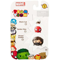 Marvel Tsum Tsum 3 Pack Series 1 Figures - Black Cat, Spider-Man and Winter Soldier