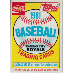 1981 Topps Coca-Cola Kansas City Royals Pack