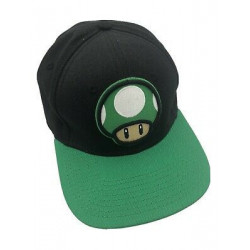 Super Mario 1-Up Mushroom Hat, Black and Green Youth Size